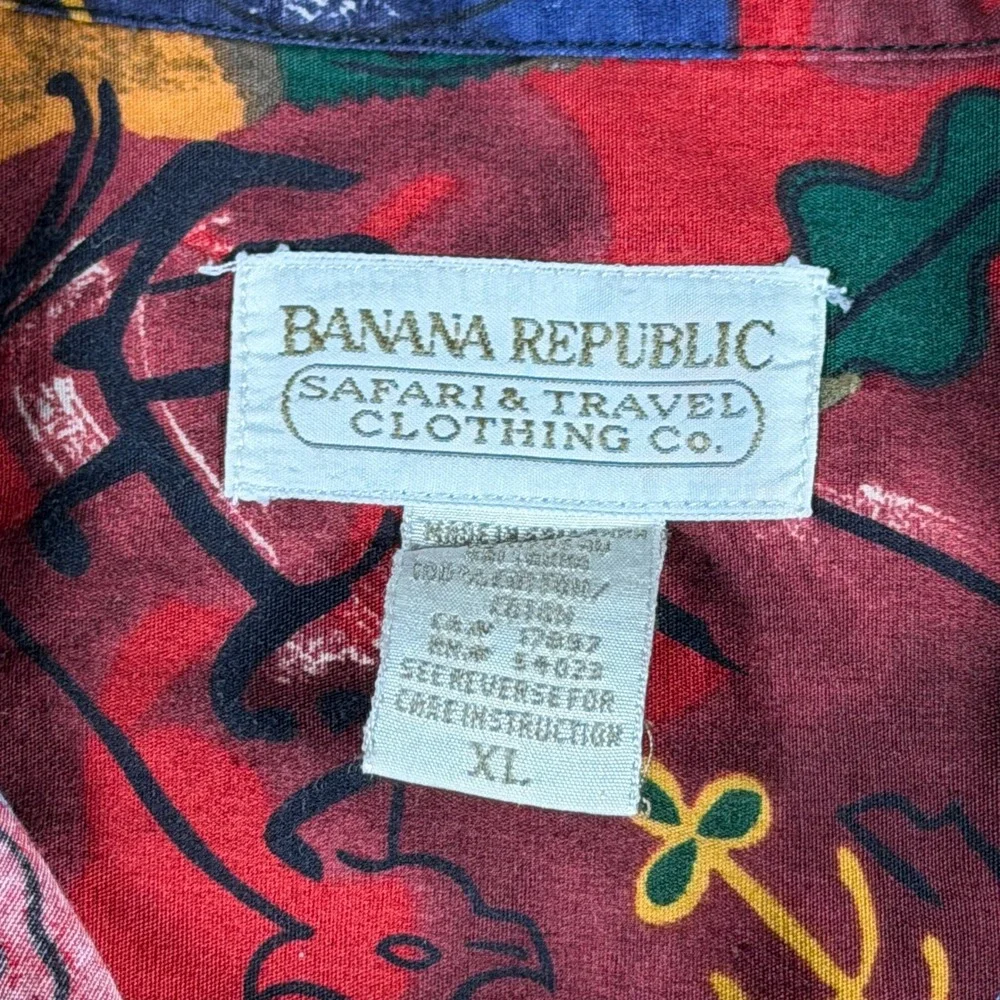 Vintage Banana Republic Safari & Travel Co Abstract Tribal‎ Print Shirt Mens XL